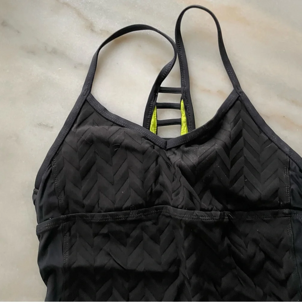 Trina Turk Black Athletic Tank Top with Neon Accents size M - Picture 2 of 6